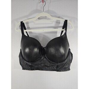 Torrid Pleather XO Plunge Push-Up Longline Bra 42DD Faux Leather Lingerie